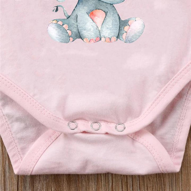 Grandma's Little Peanut Elephant Printed Baby Romper