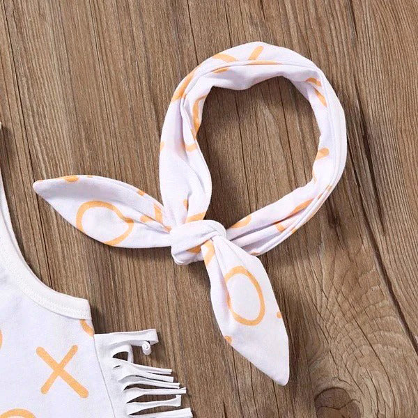 2PCS Lovely Baby Girl Heart Printed Bodysuit Romper+Headband