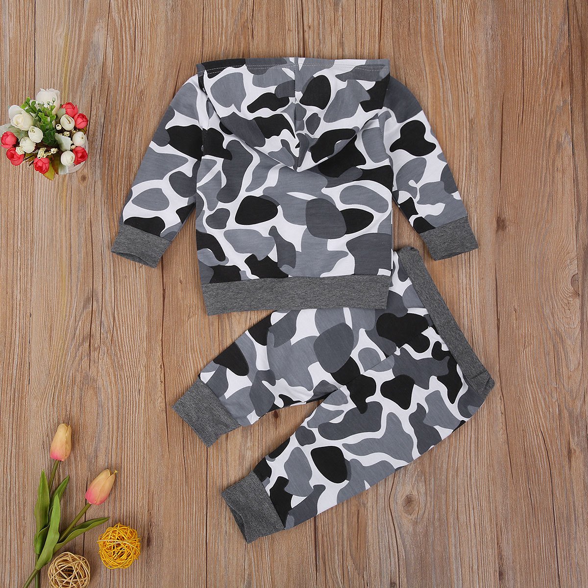 2 peças de conjunto de bebê estampado camuflado