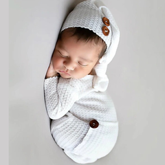 2PCS Solid Color Newborn Baby Jumpsuit For Photo