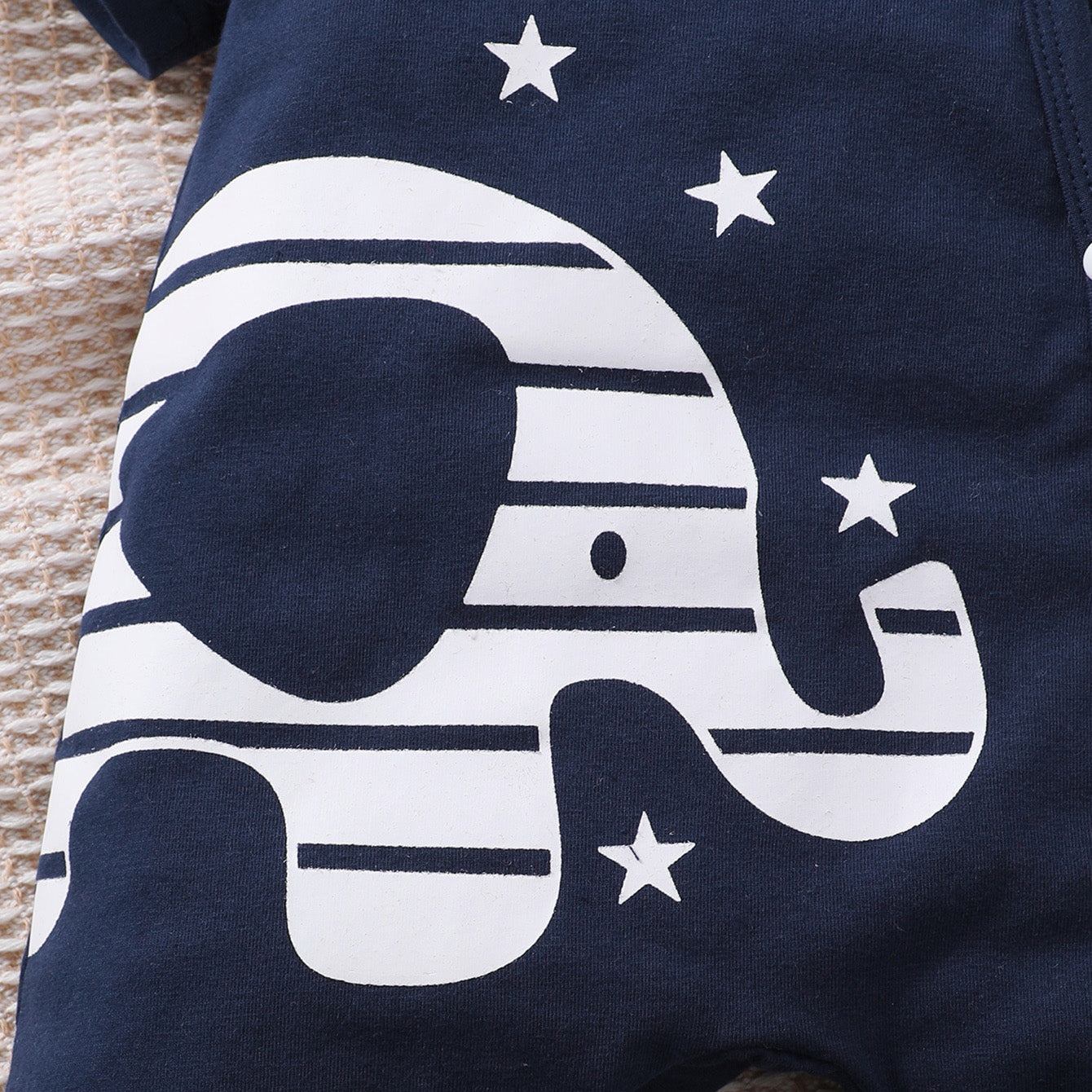 Combinaison pour bébé à manches courtes, 2 pièces, joli imprimé éléphant de dessin animé