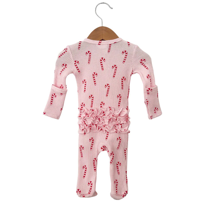 2PCS Lovely Christmas Candy Cane Printed Baby Jumpsuit