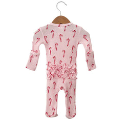2PCS Lovely Christmas Candy Cane Printed Baby Jumpsuit