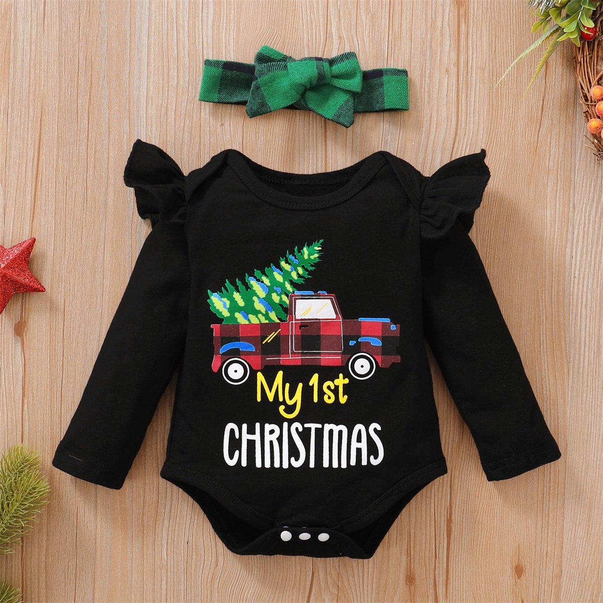Ensemble jupe bébé imprimé lettre My 1st Christmas 3PCS
