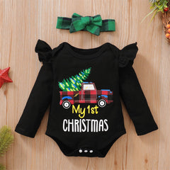 Ensemble jupe bébé imprimé lettre My 1st Christmas 3PCS