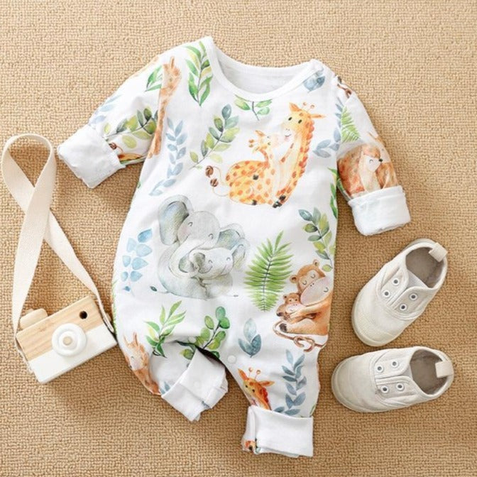 Lively Animal Printed Baby Jumpsuit