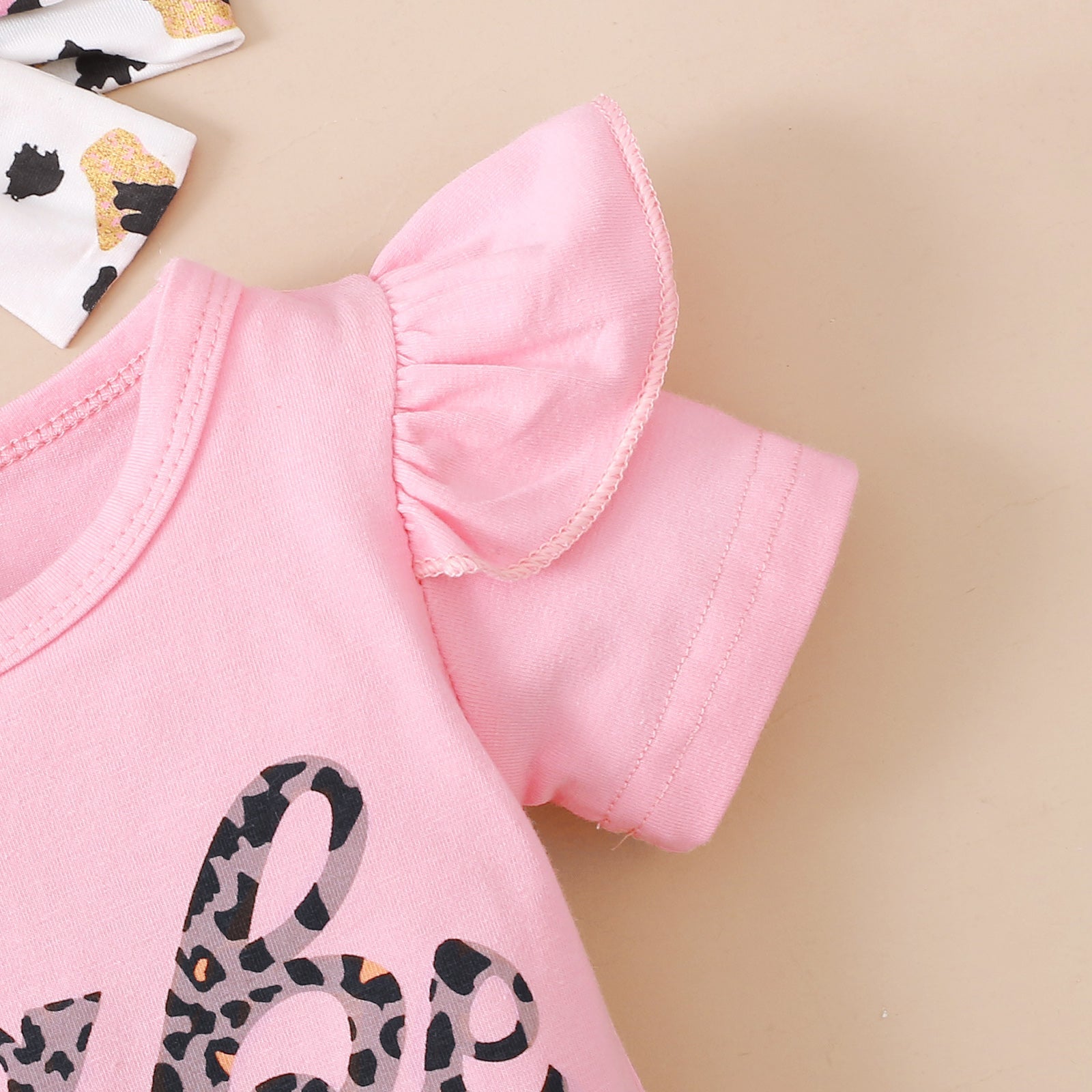 Ensemble bébé 3 pièces joli léopard à manches courtes