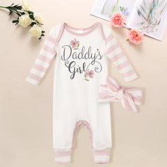 Combinaison bébé imprimée lettre papa fille 2 pièces
