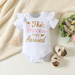 3 PCS A Princesa Chegou Conjunto de Bebê Floral com Carta Impressa