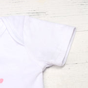 Letter Print Bodysuit & Floral Shorts & Headband
