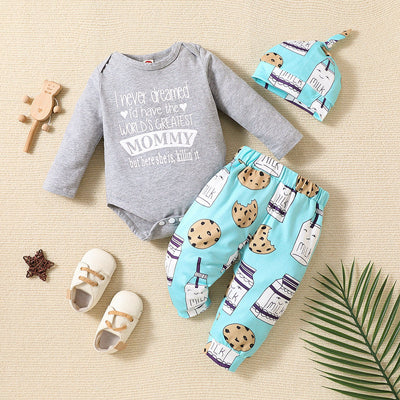 3PCS I Never Dreamed I'd Have The World's Greatest Mommy Letter Cookie Printed Baby Set
