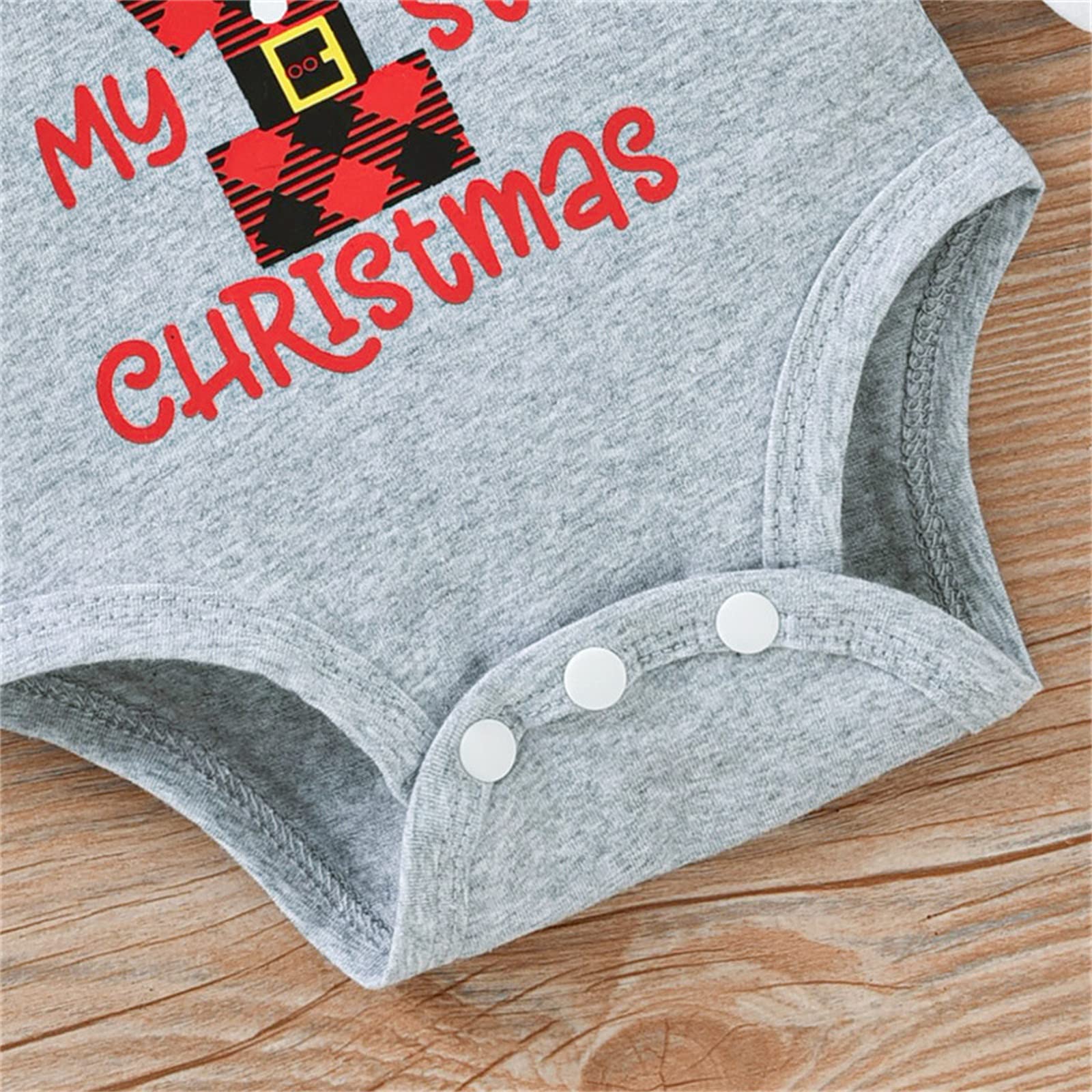 Ensemble 3 pièces pour bébé imprimé à carreaux avec lettre My First Christmas