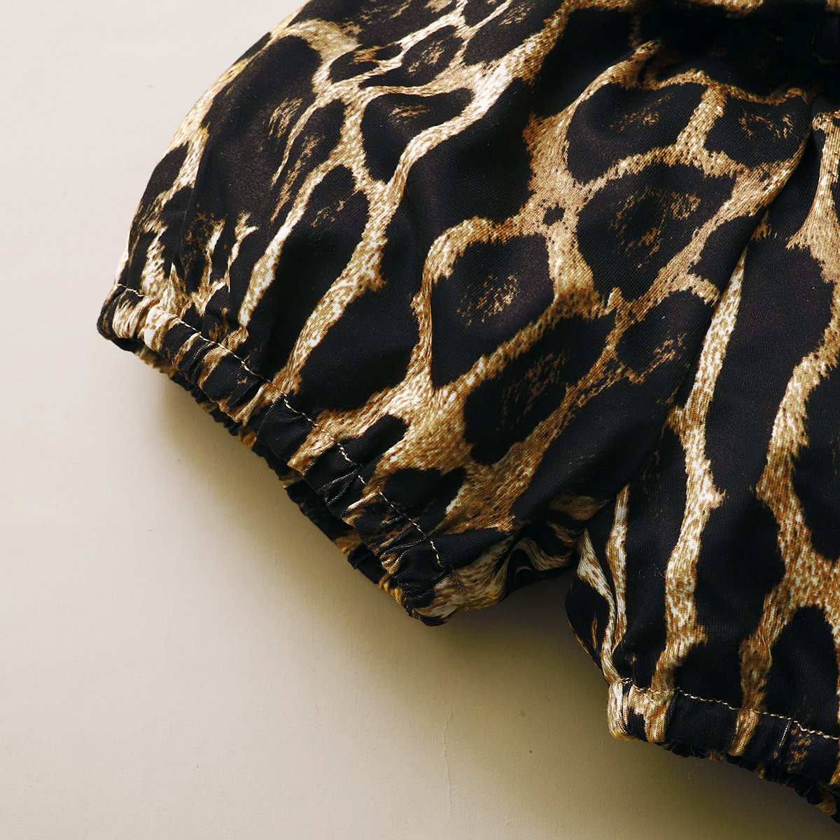 Conjunto de bebê com estampa de leopardo de cor sólida 3 unidades