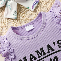 3PCS Mama's Mini Letter Printed Floral Baby Set
