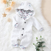 Cute 3D Ears Solid Color Baby Long Sleeve Jumpsuit