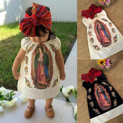 2 peças de vestido de bebê estampado da Virgem Maria