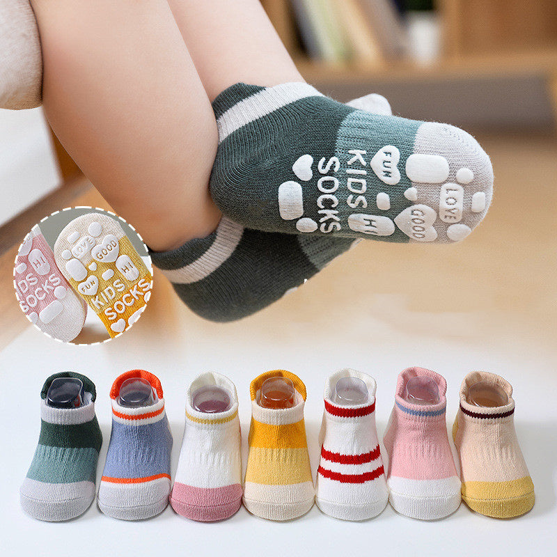 5 paires de jolies chaussettes courtes antidérapantes en coton pour bébé garçon et fille