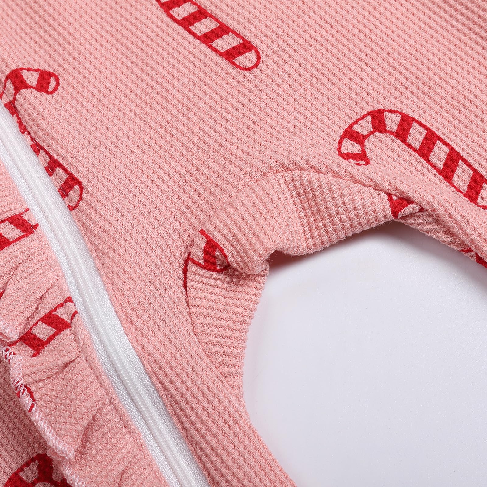 2PCS Lovely Christmas Candy Cane Printed Baby Jumpsuit