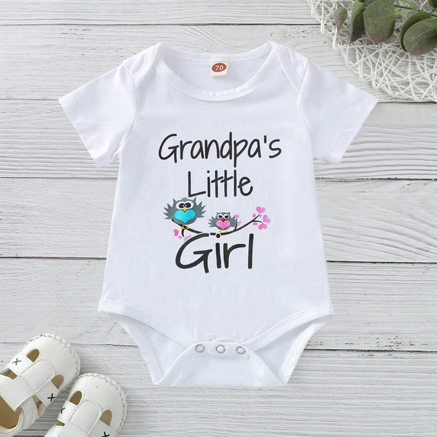 Grandpa's Little Girl Birds Printed Baby Romper