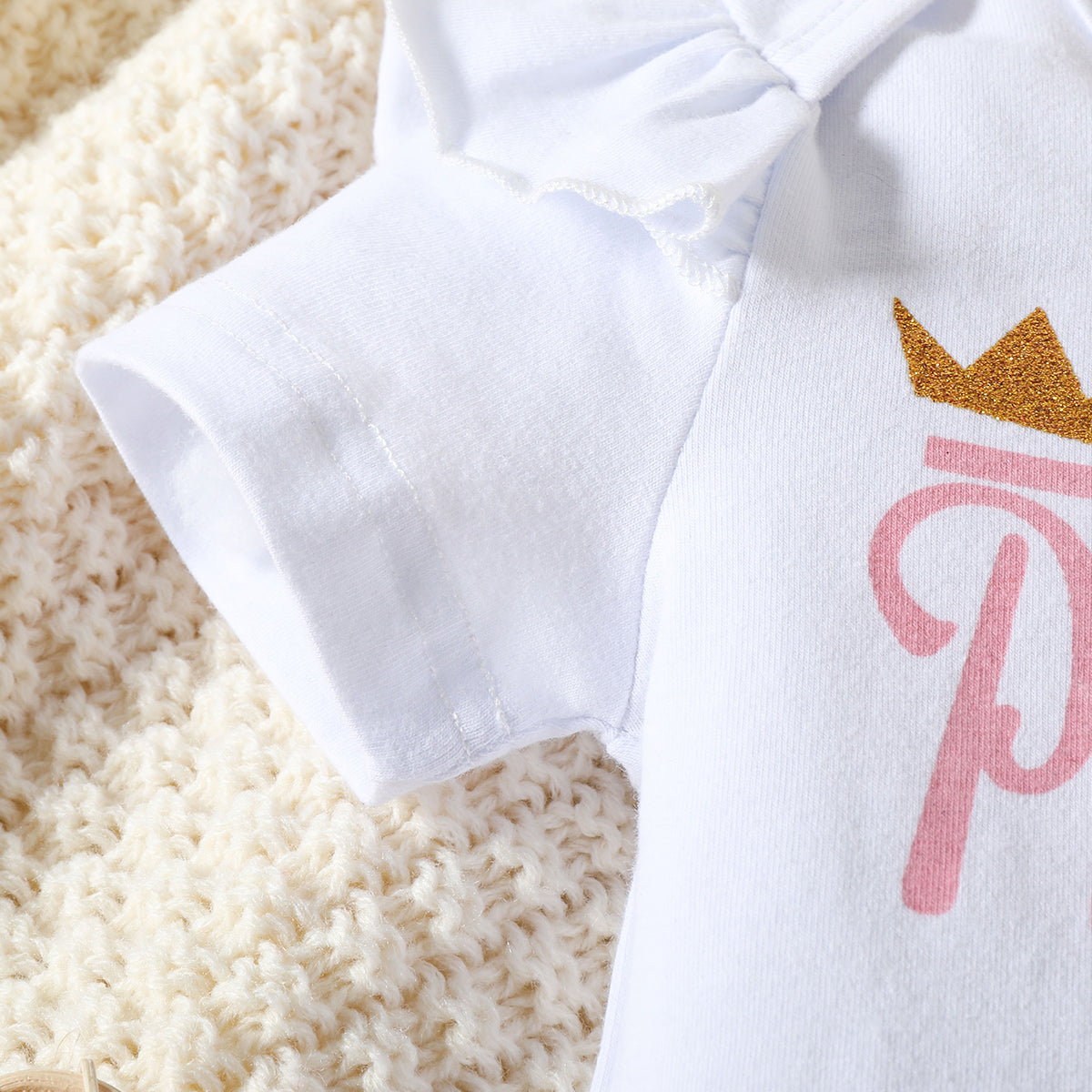 3 PCS A Princesa Chegou Conjunto de Bebê Floral com Carta Impressa