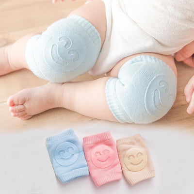 Baby Boy Girl Accessories Non Slip Crawling Smile Face Printed Knee Pads Protector Safety Kneepad