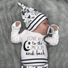 3PCS Love You To The Moon And Back Baby Set