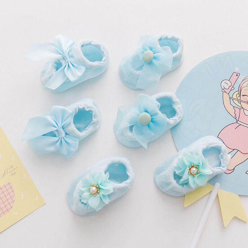 Lot de 3 jolies chaussettes nœud fleur 3D pour bébé fille