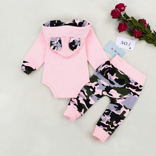 2PCS Baby Girl "Daddy's Bestie" Camouflage Printed Baby Set