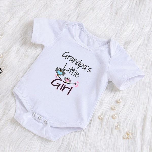 “Grandpa's Little Girl” Birds Printed Baby Girl Romper