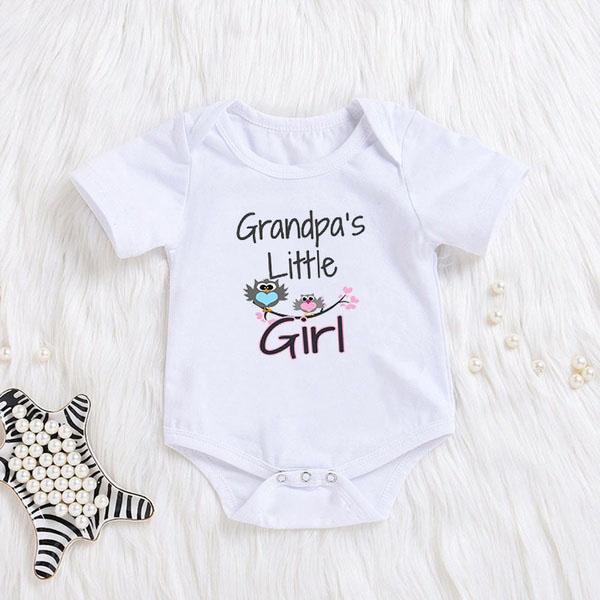 “Grandpa's Little Girl” Birds Printed Baby Girl Romper
