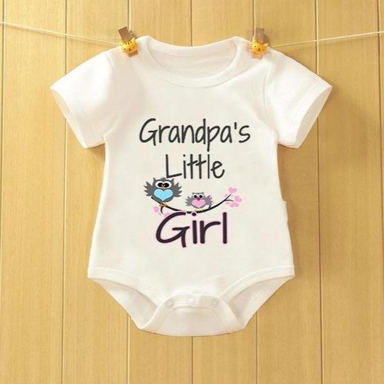 “Grandpa's Little Girl” Birds Printed Baby Girl Romper