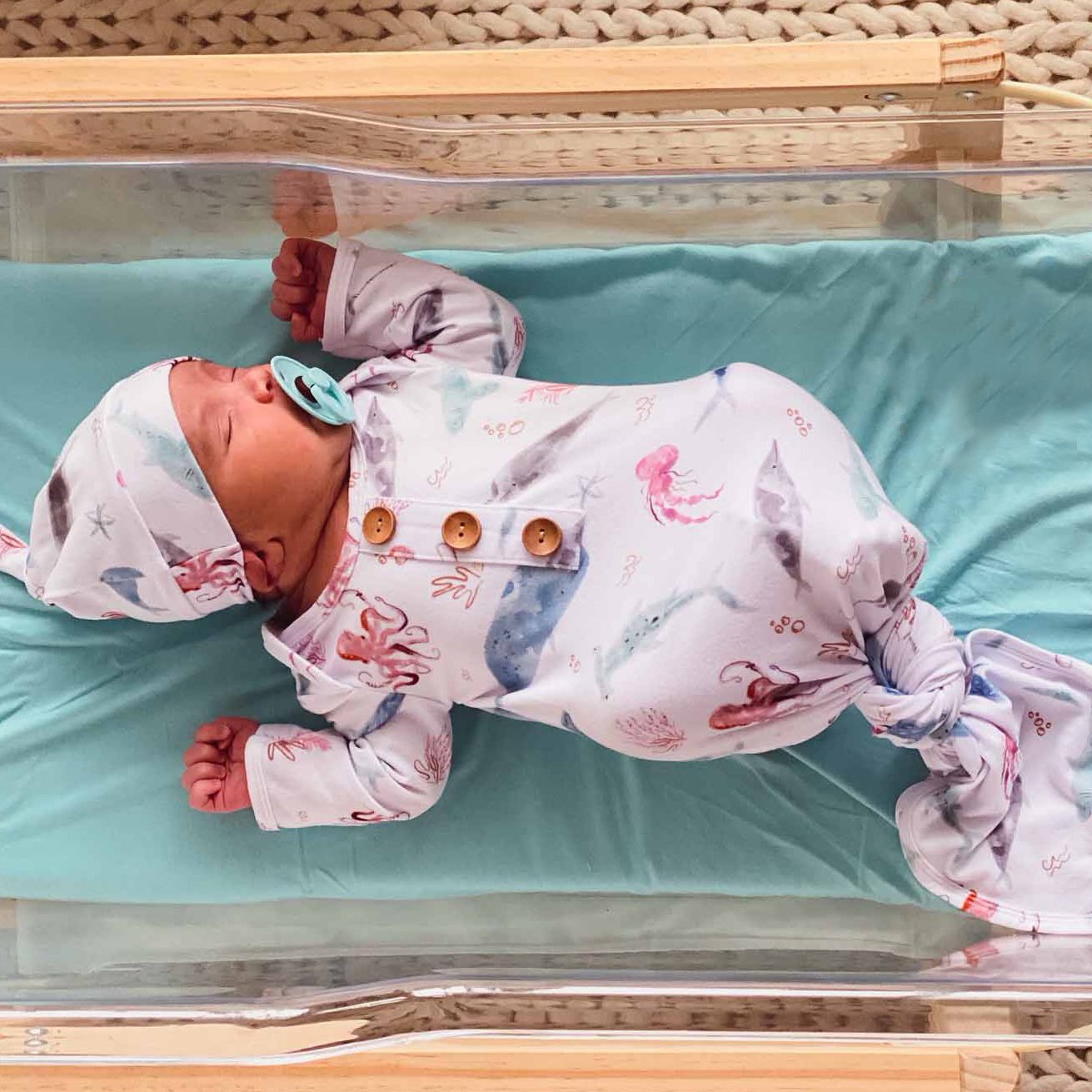 2 unidades de saco de dormir para bebê com estampa de vida marinha adorável recém-nascido 