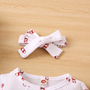 2PCS Lovely Organic Waffle Candy Cane Printed Baby Jumpsuit