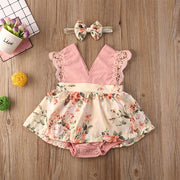 2PCS Lovely Floral Printed Romper
