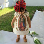 2PCS Cute Virgin Mary Printed Baby Dress