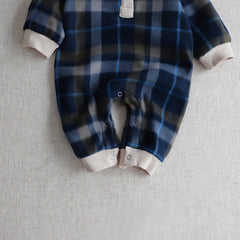 Classic Plaid Printed Long Sleeve Baby Jumpsuit