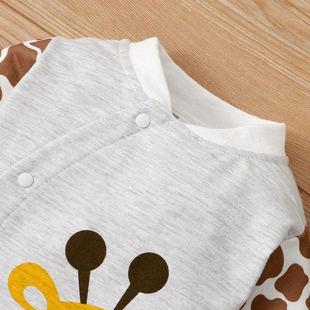 Lovely Cartoon Giraffe Printed Baby Jumpsuit