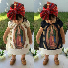 2 peças de vestido de bebê estampado da Virgem Maria