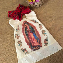 2 peças de vestido de bebê estampado da Virgem Maria
