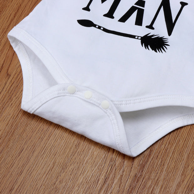 3PCS "Little Man" Bear Printed Long Sleeve Baby Boy Set
