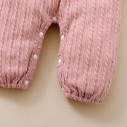2PCS Solid Color Ruffle Bowknot Decor Long Sleeve Baby Jumpsuit