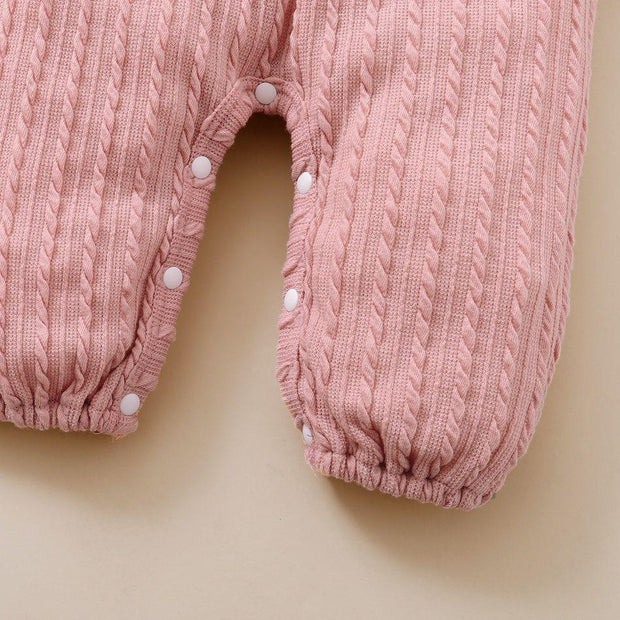 2PCS Solid Color Ruffle Bowknot Decor Long Sleeve Baby Jumpsuit