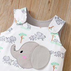 Combinaison bébé imprimée éléphant de dessin animé doux
