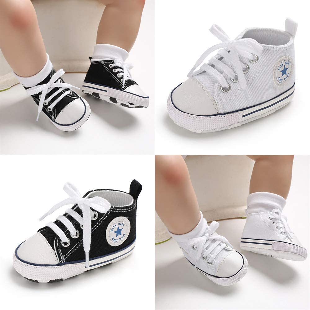 Baby Boys Girls Star High Top Sneaker Soft Anti-Slip First Walkers Denim Shoes