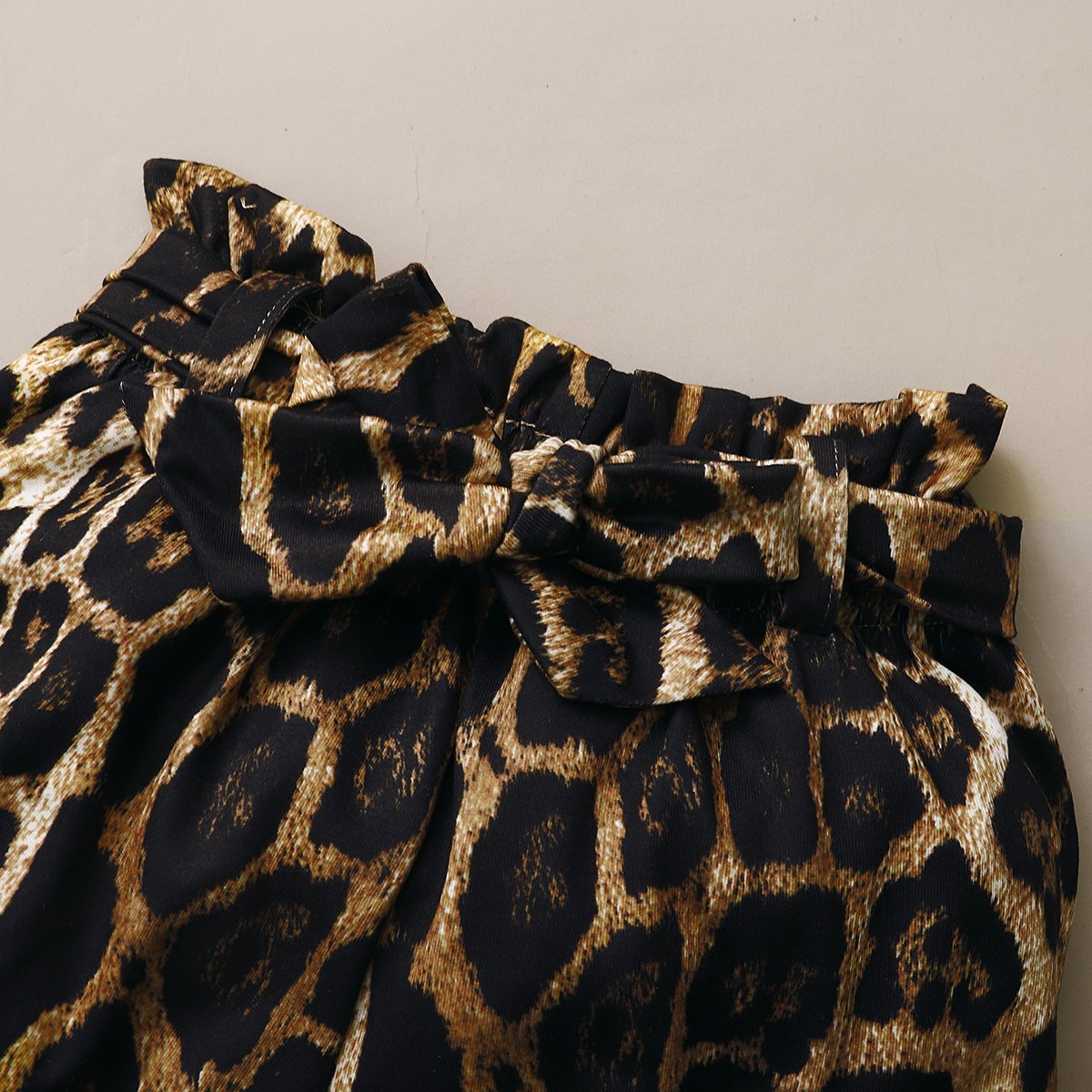 Conjunto de bebê com estampa de leopardo de cor sólida 3 unidades