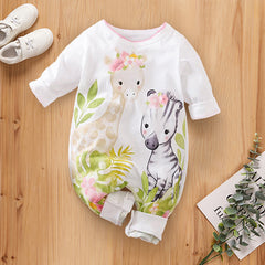 Macacão de bebê estampado de girafa doce e zebra