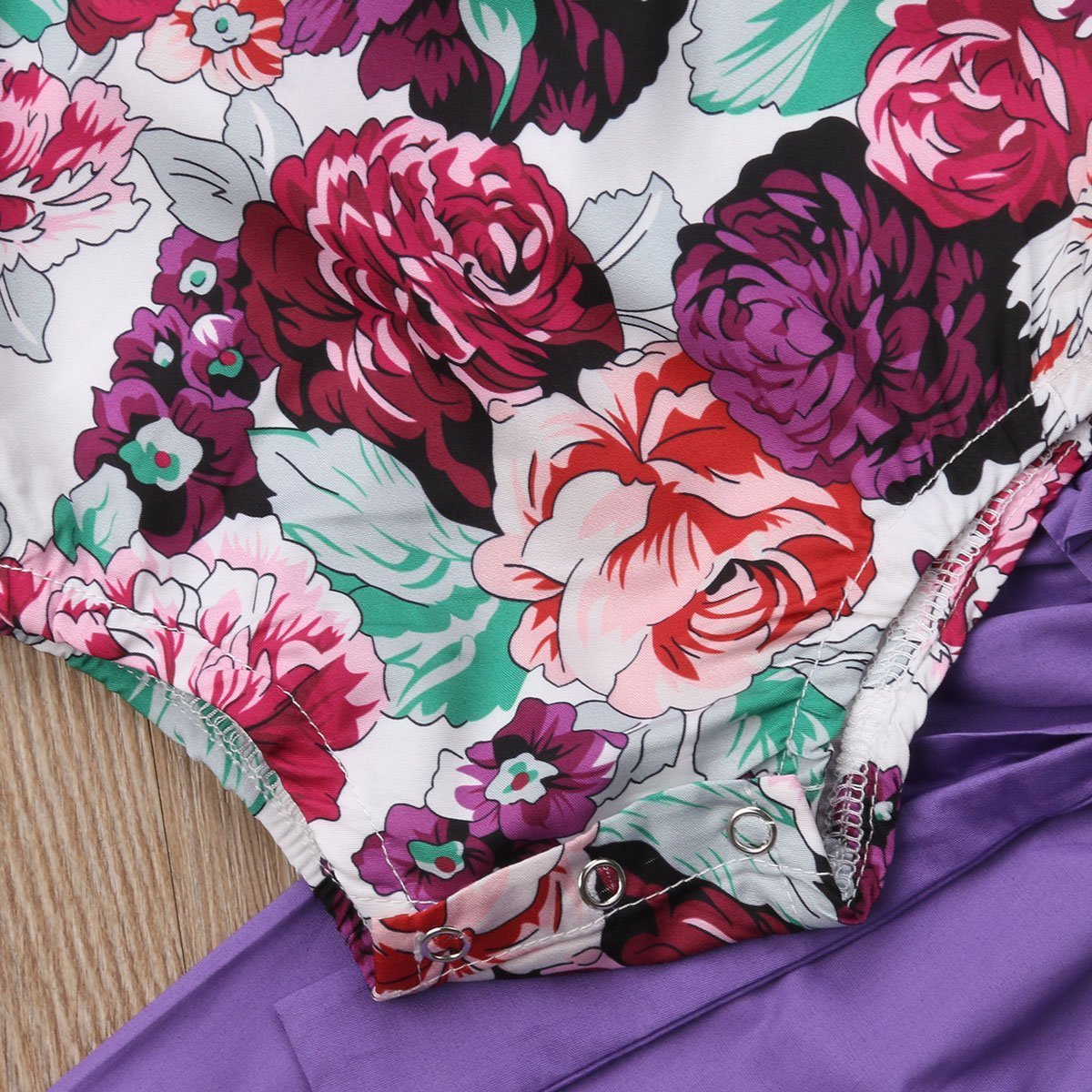 Floral Romper with Bowknot Decor Pants Set