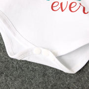 3PCS Best Gift Ever Letter Christmas Stripe Printed Baby Set