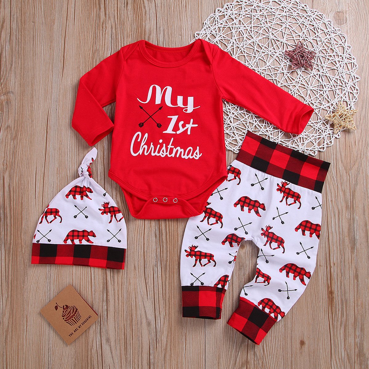 Ensemble bébé imprimé 3 pièces My 1st Christmas Bear