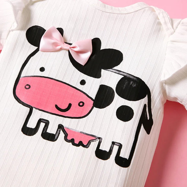 2PCS Lovely Cow Printed Baby Set